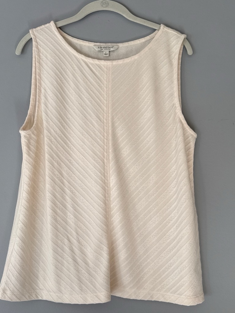 Liverpool Ivory Sleeveless Diagonal Textured Knit Tank